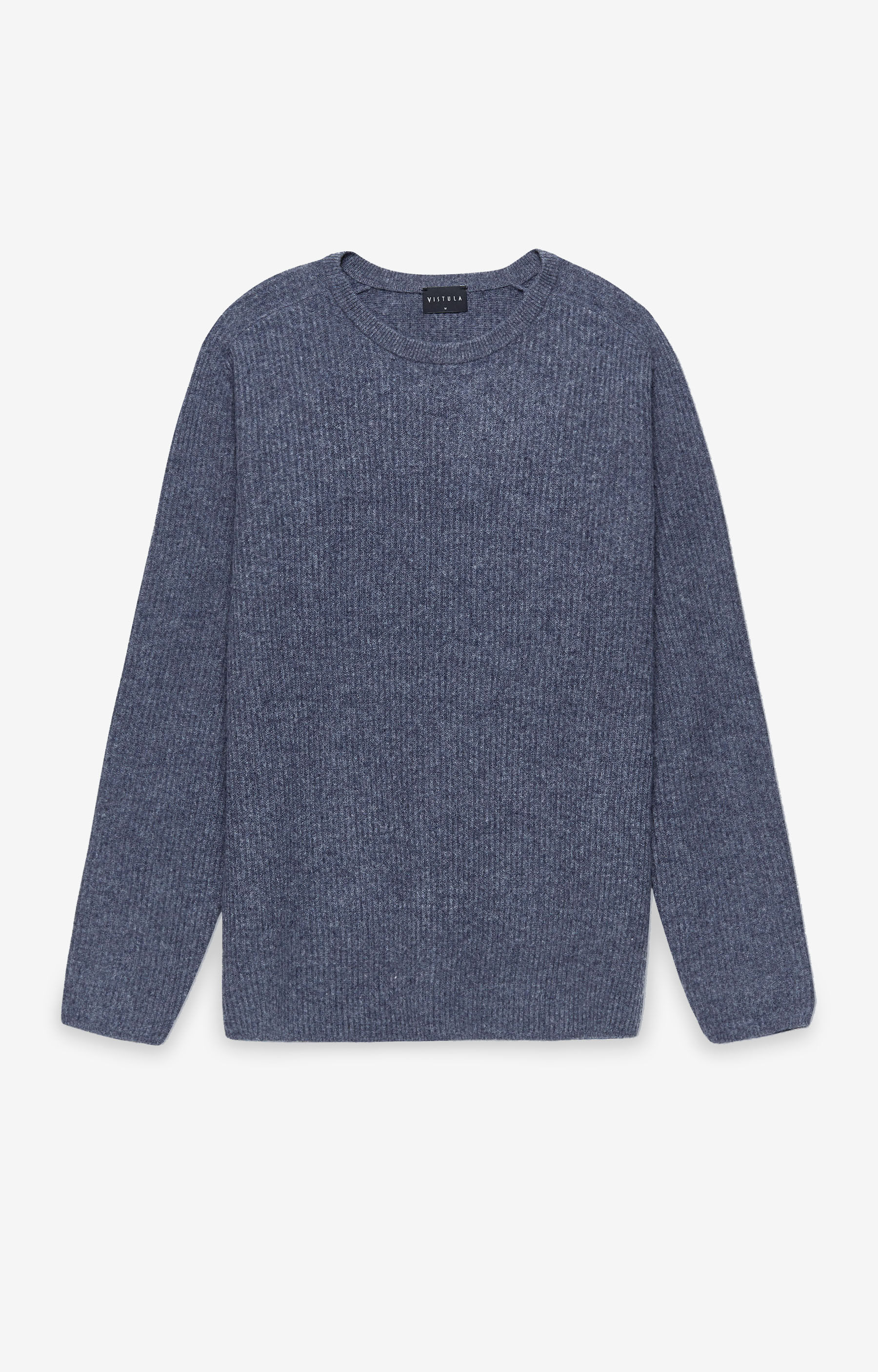 Wełniany sweter round-neck w prążek - 2