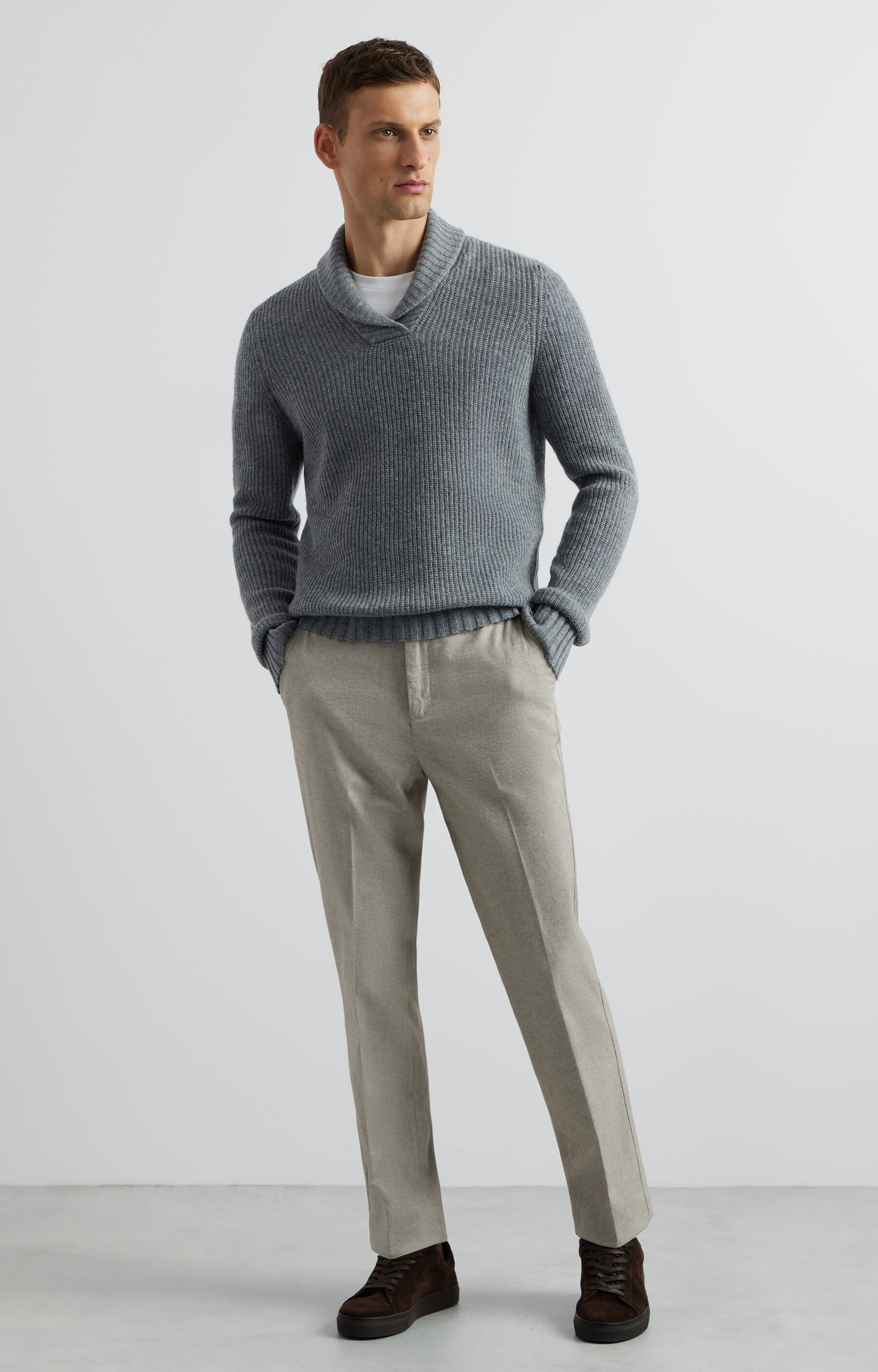 Sweter z kołnierzem szalowym - 4