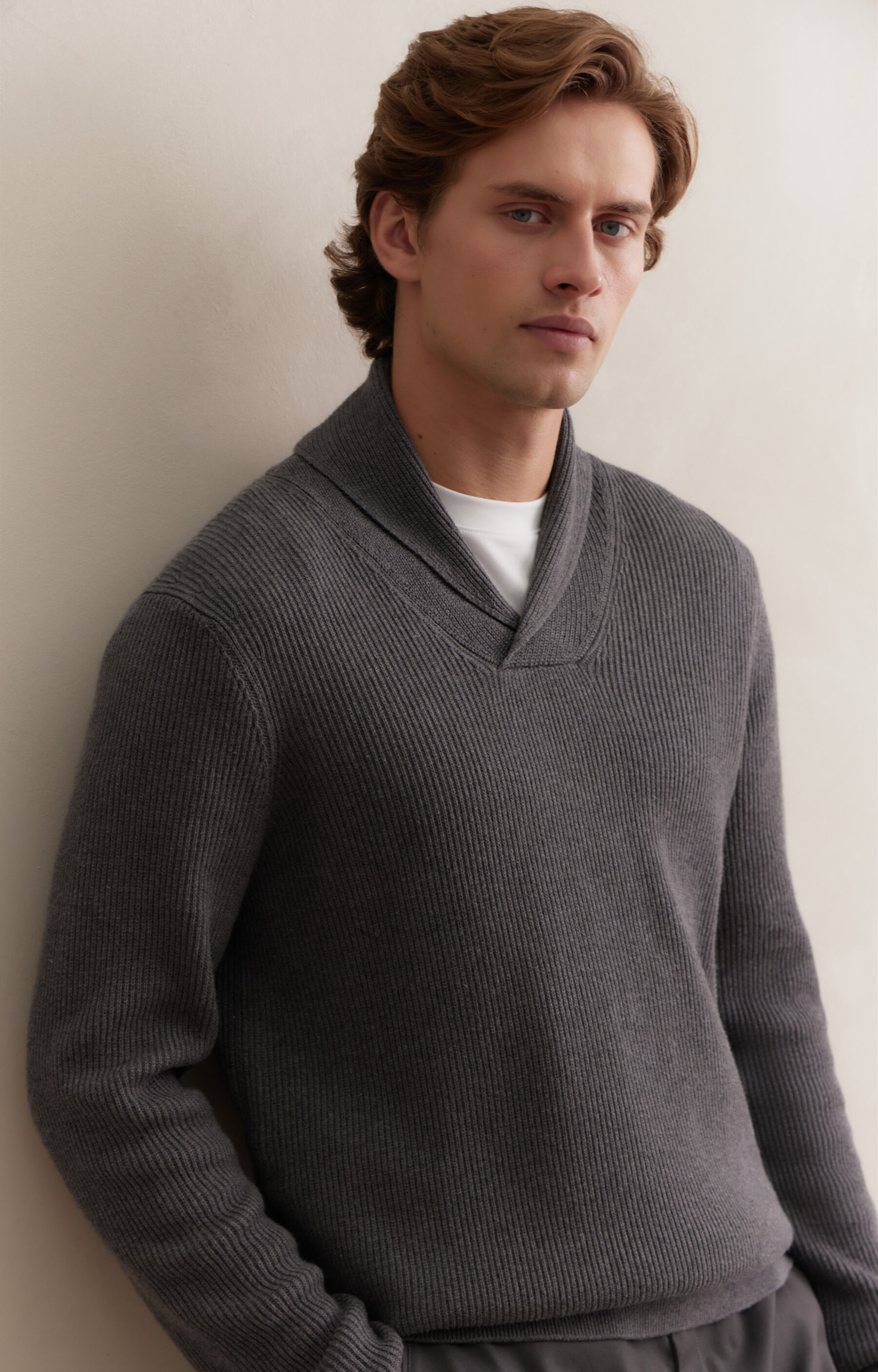 Sweter z kołnierzem szalowym - 4