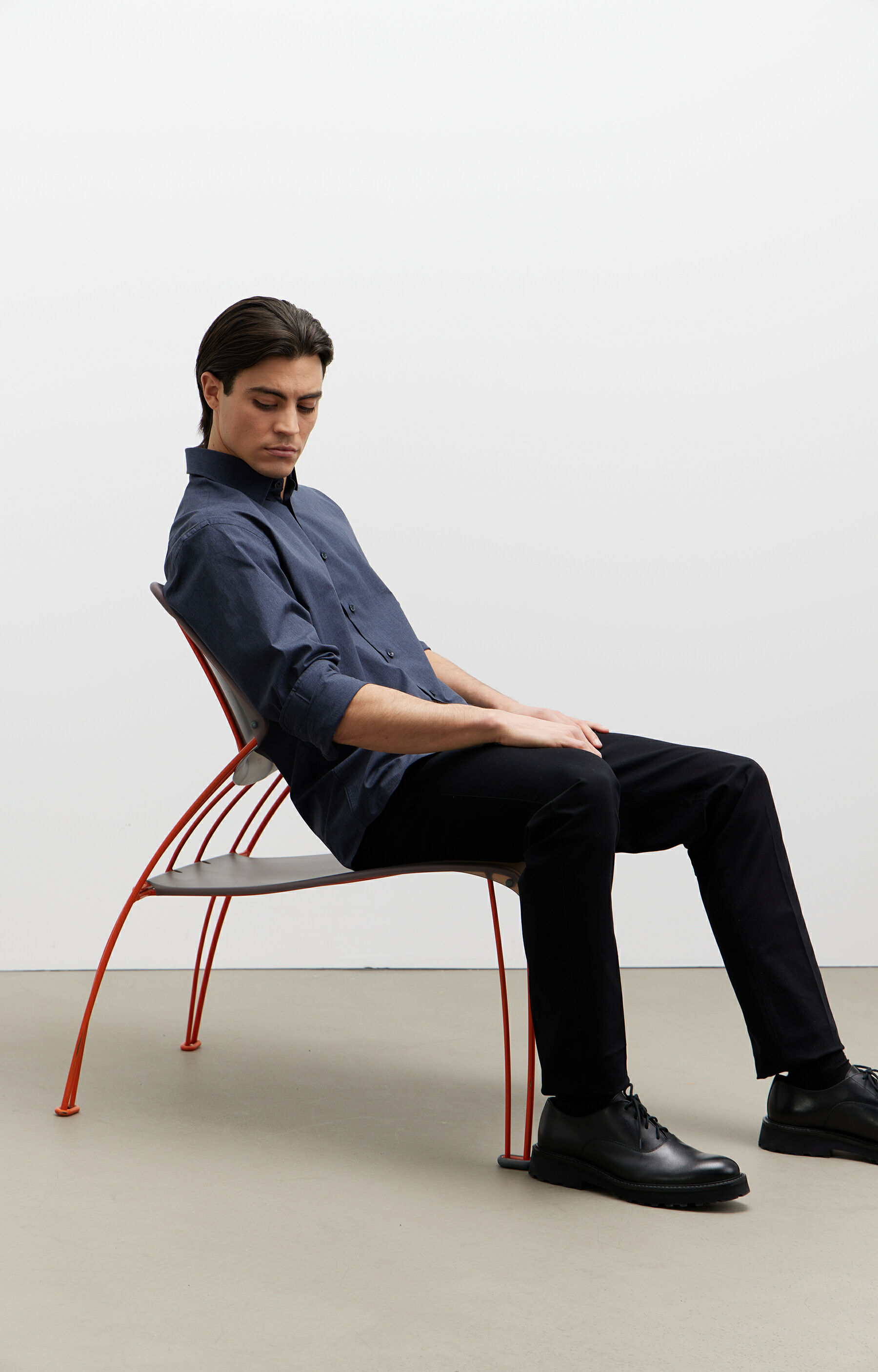 Koszula slim fit z melanżowej tkaniny
