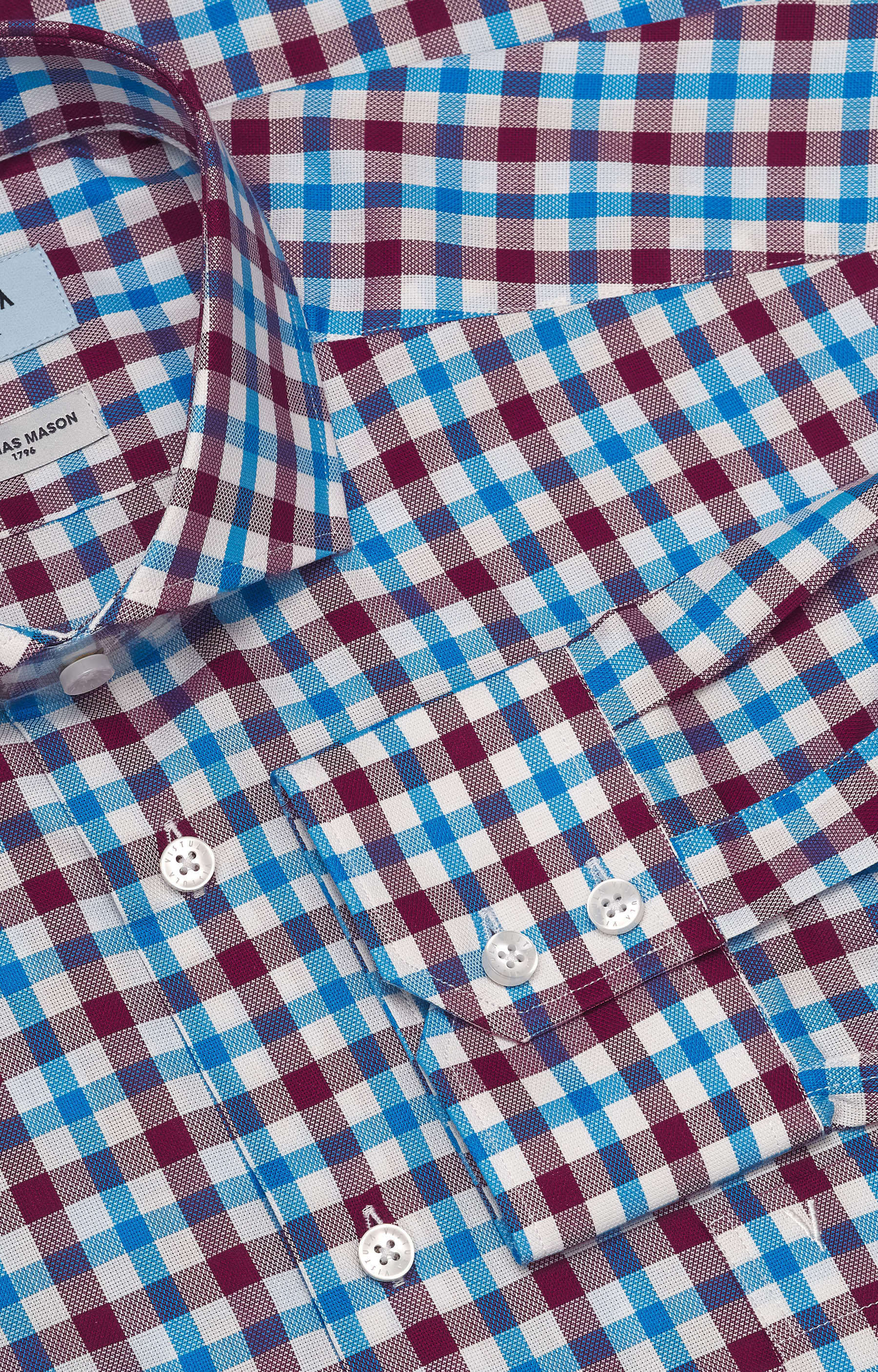 Koszula w kratę z włoskim kołnierzem - 5