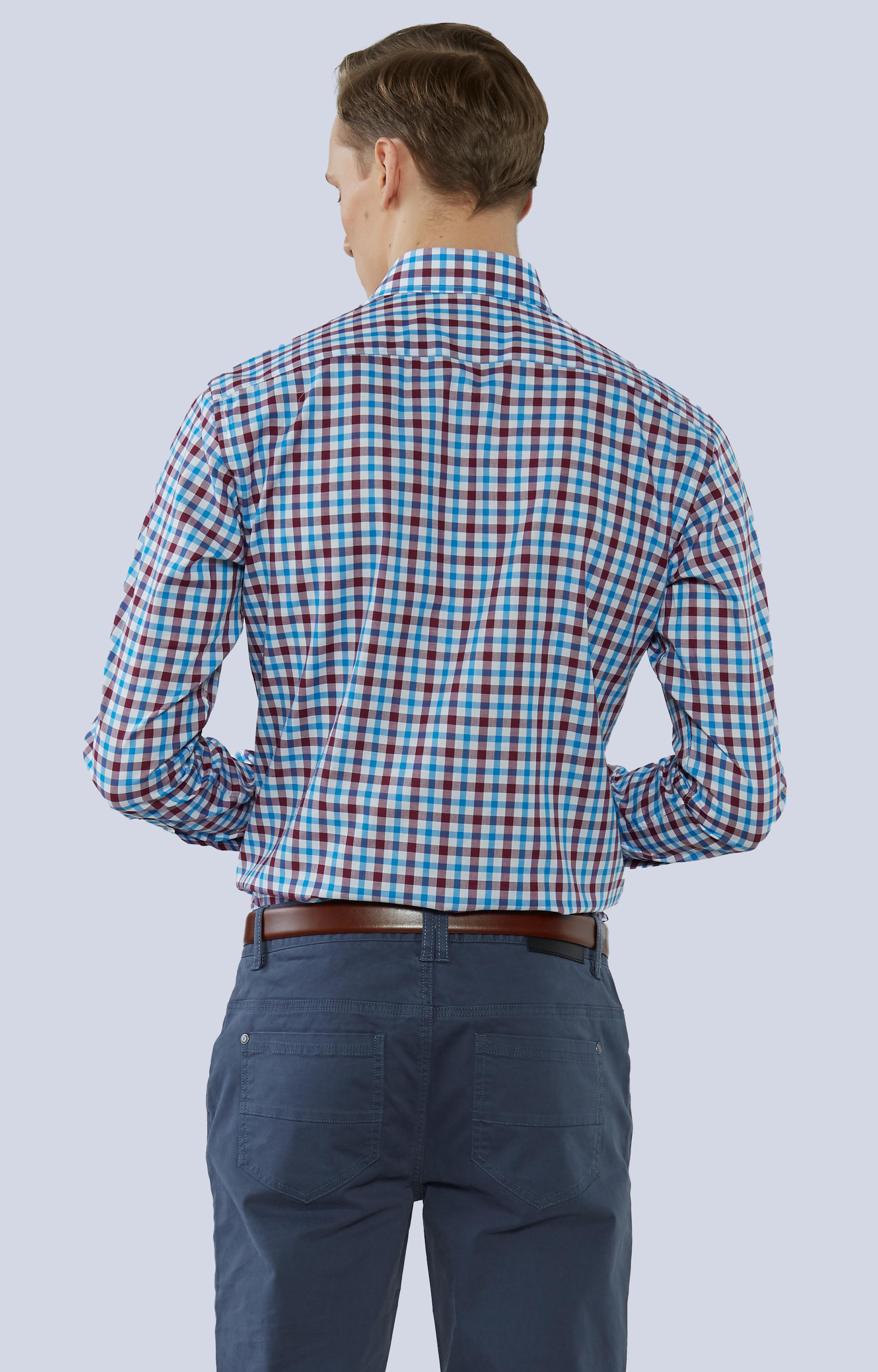 Koszula w kratę z włoskim kołnierzem - 3