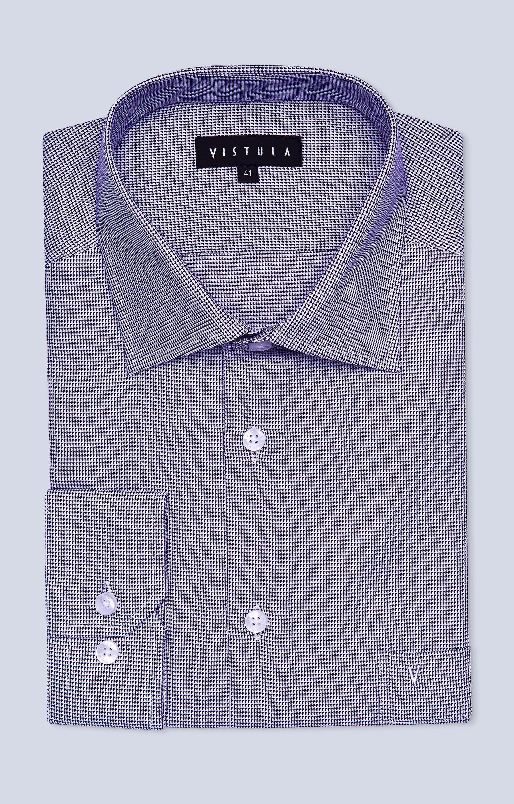 Koszula w mikrowzór z kieszonką, włoski kołnierz - 4