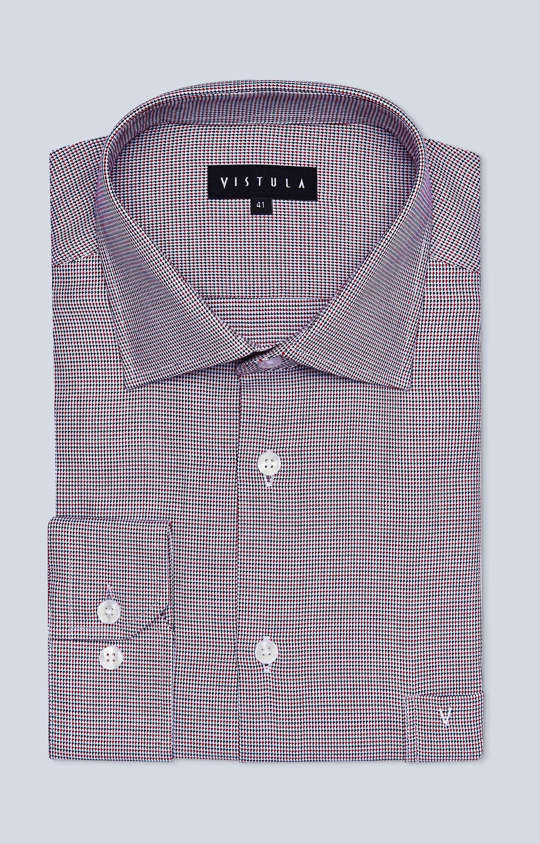 Koszula w mikrowzór z kieszonką, włoski kołnierz - 4