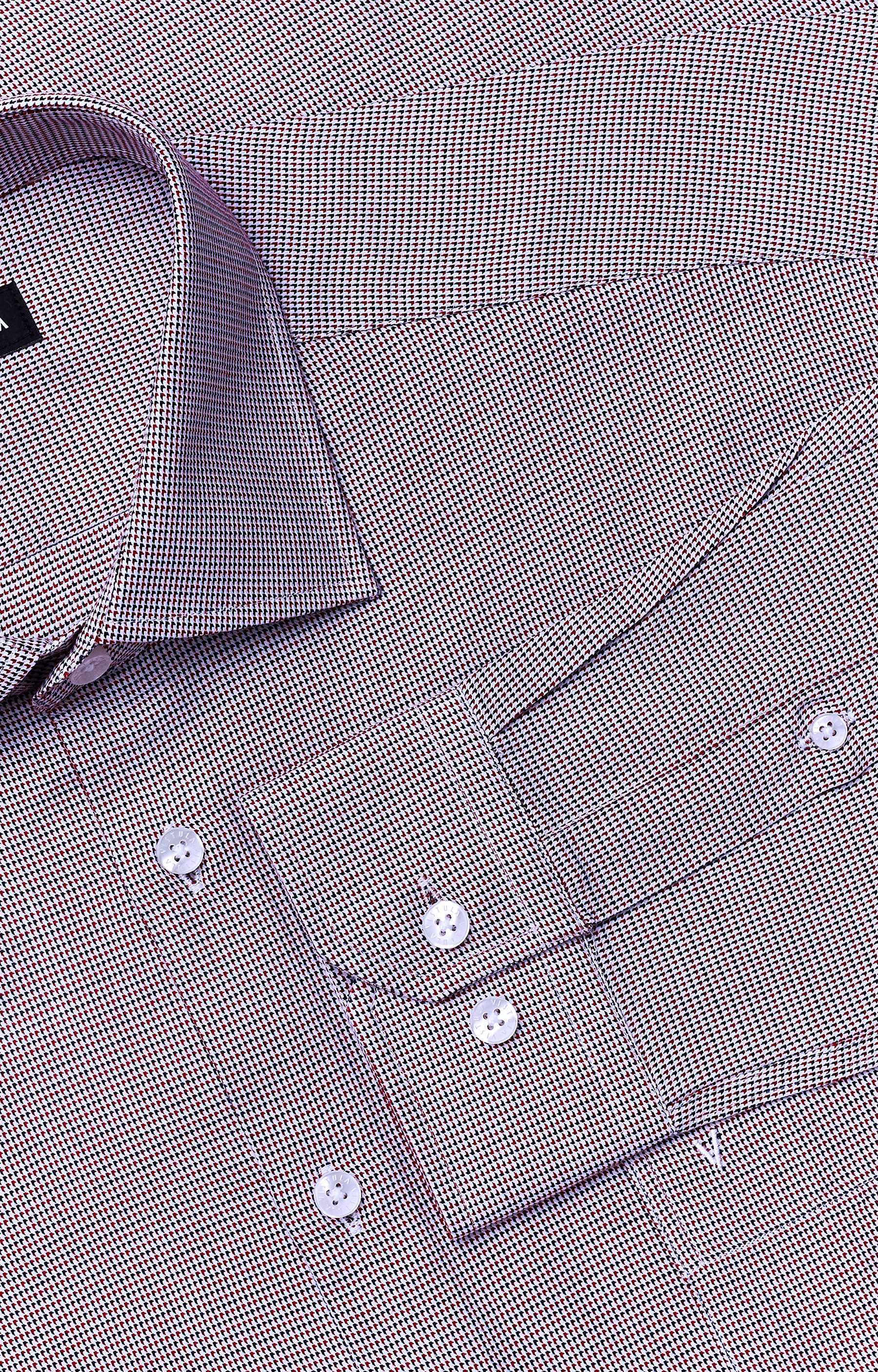 Koszula w mikrowzór z kieszonką, włoski kołnierz - 5