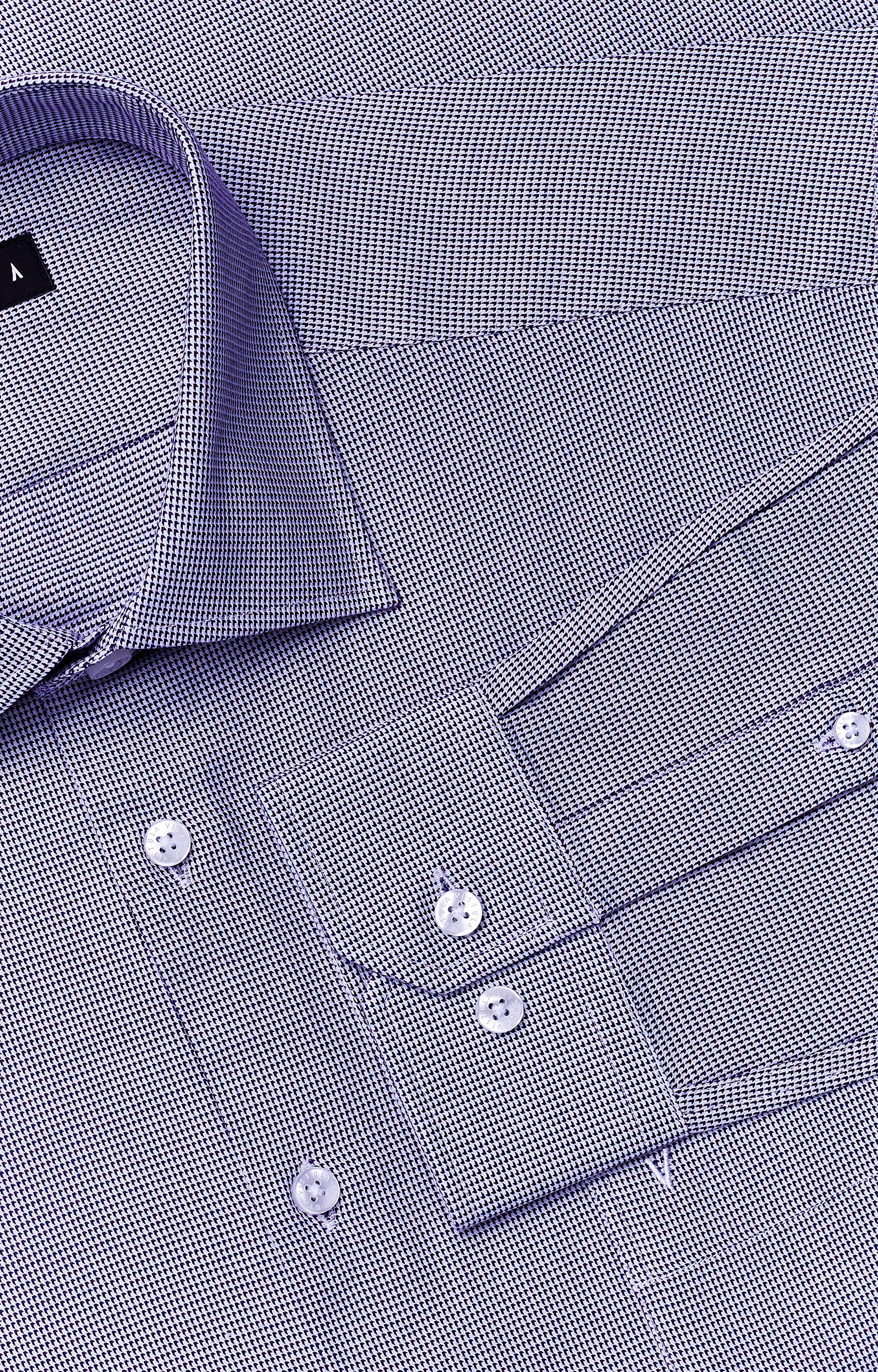 Koszula w mikrowzór z kieszonką, włoski kołnierz - 5