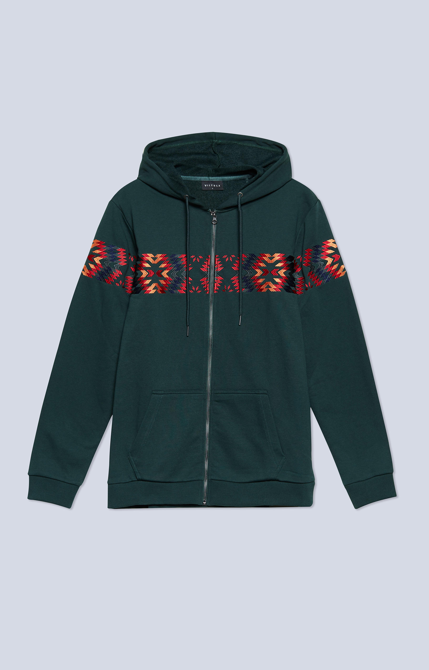 Rozpinana bluza z kapturem z haftowanym wzorem - 4