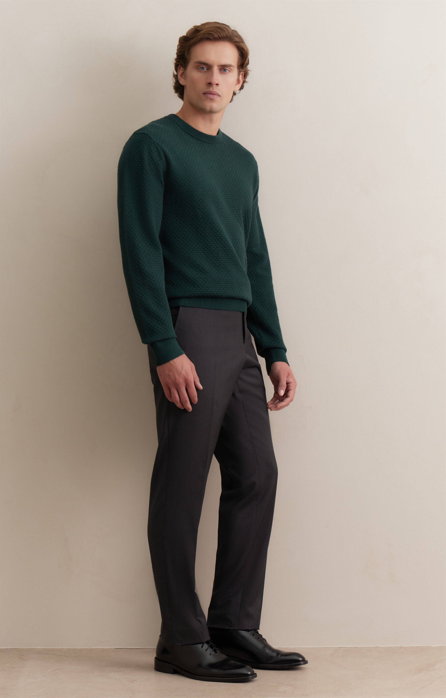 Geometryczny sweter round neck - 3