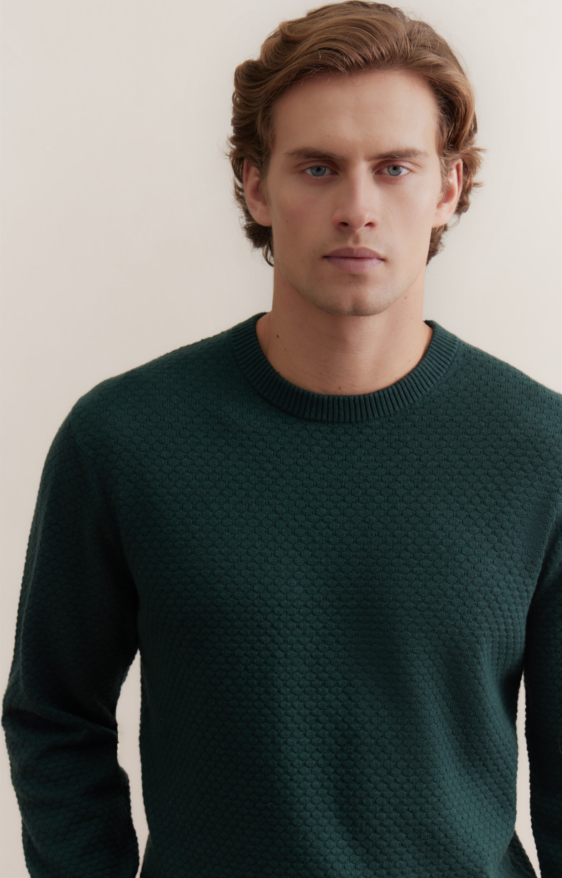 Geometryczny sweter round neck - 4