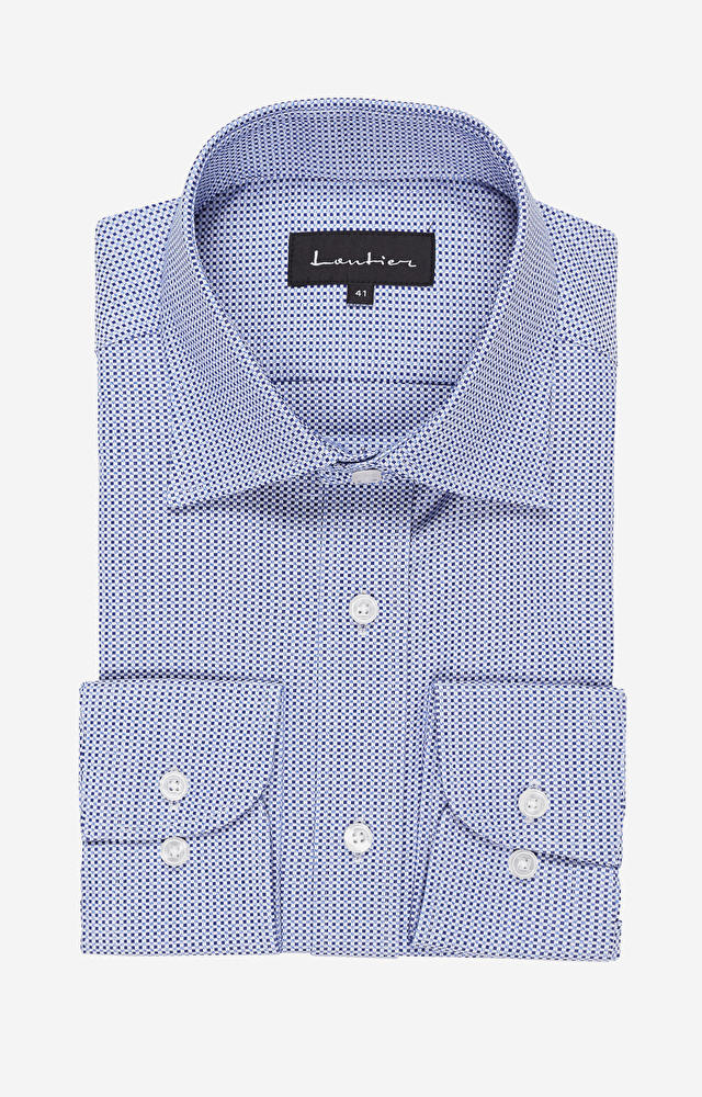 Koszula w mikrowzór z półwłoskim kołnierzem - 3