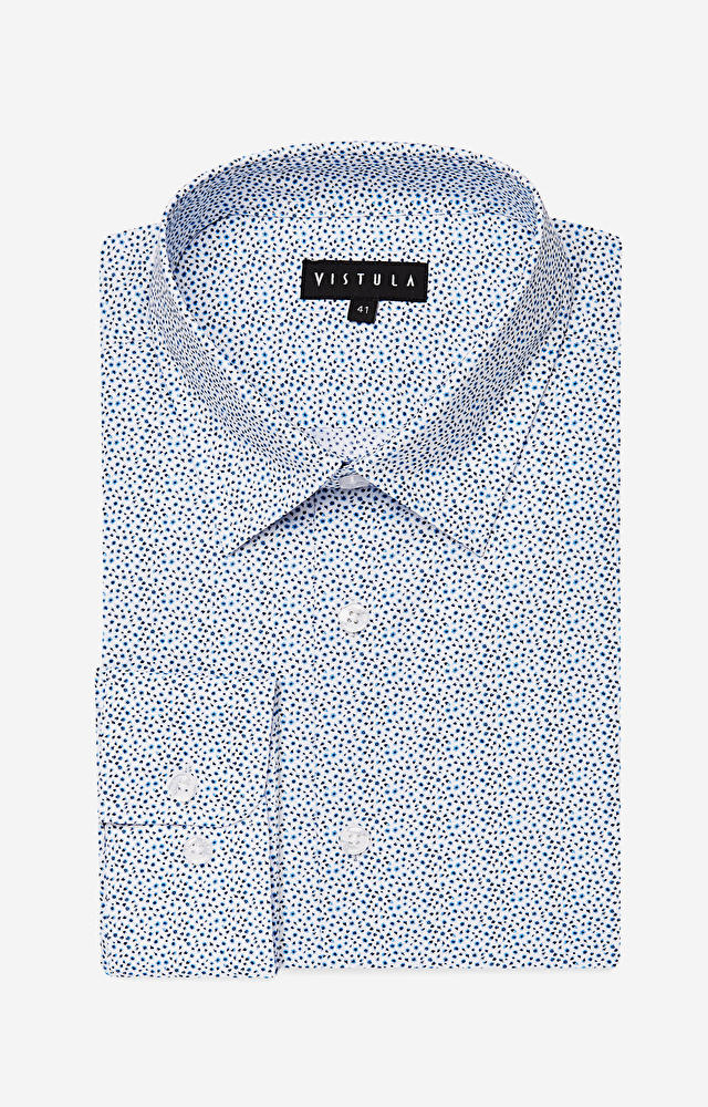 Dopasowana koszula z kwiatowym motywem, kołnierz button-down - 3