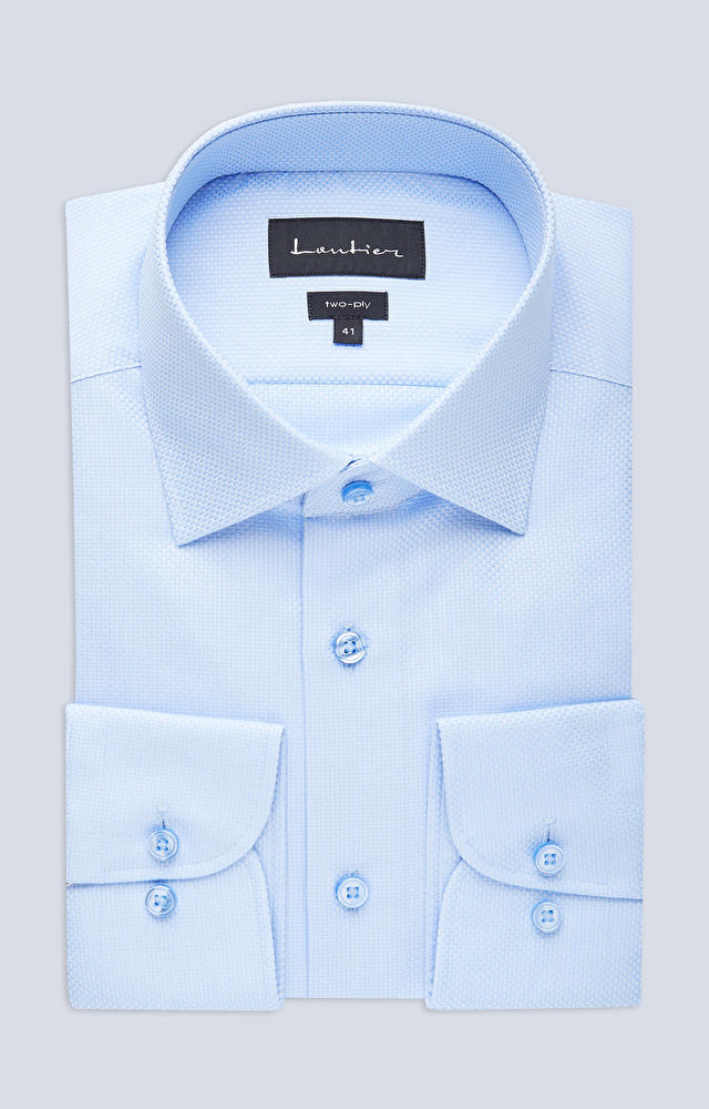 Koszula w strukturalny wzór z półwłoskim kołnierzem - 3