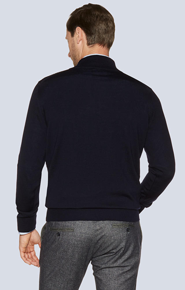 Wełniany sweter z rozpinanym kołnierzem - 2