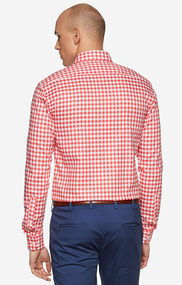 Swobodna koszula w kratę z półwłoskim kołnierzem - 3