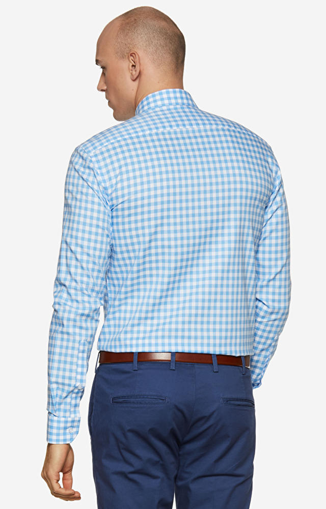 Koszula w kratę z włoskim kołnierzem - 2