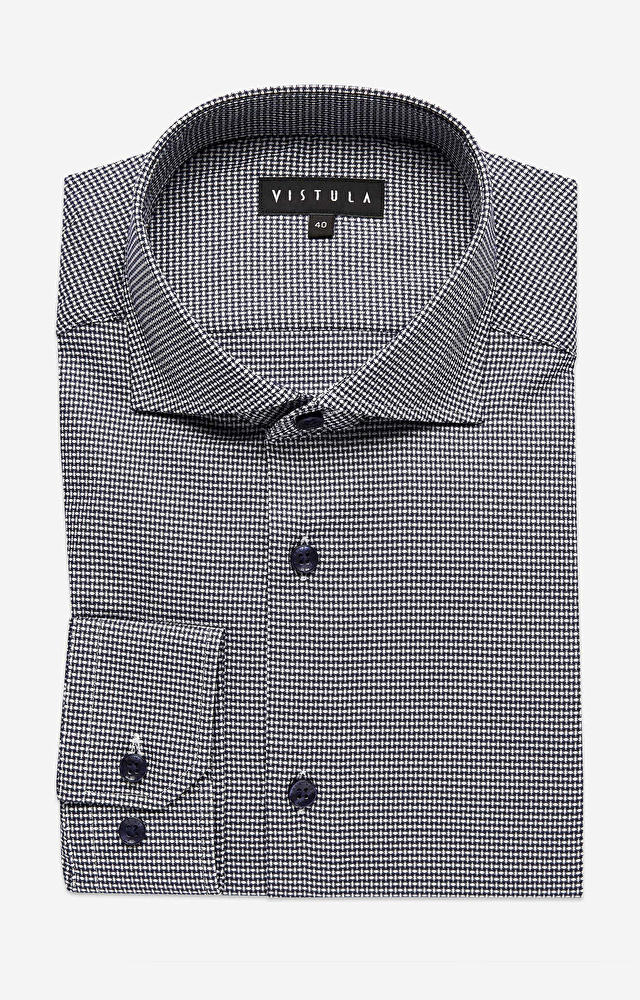 Koszula w mikrowzór z włoskim kołnierzem - 3