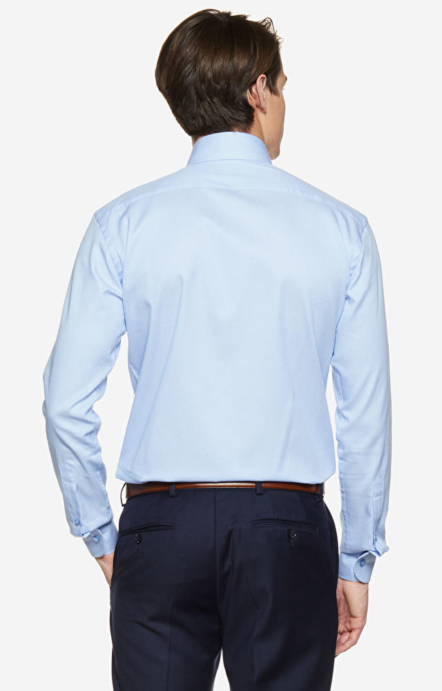 Luźna koszula w mikrowzór z włoskim kołnierzem - 2