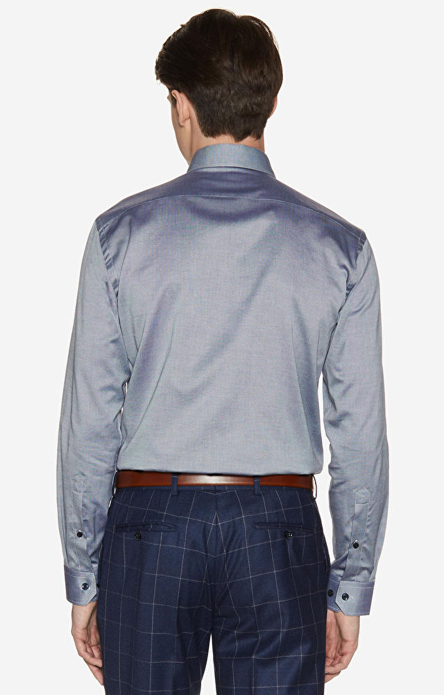 Swobodna koszula w strukturalny wzór z włoskim kołnierzem - 2