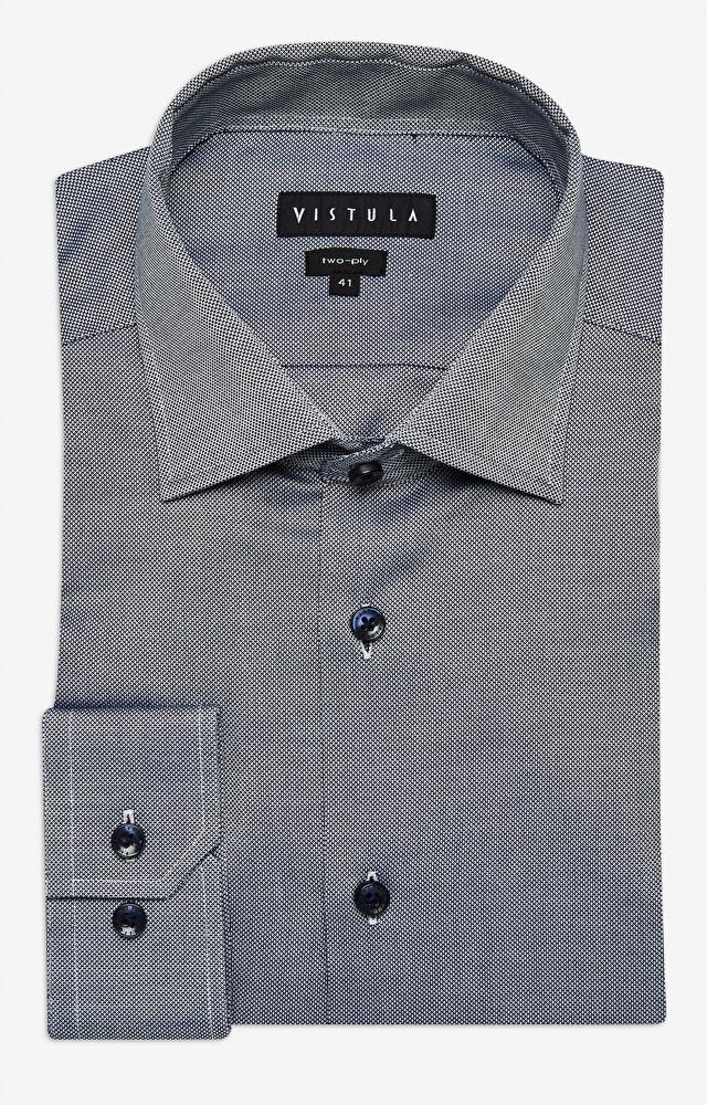 Swobodna koszula w strukturalny wzór z włoskim kołnierzem - 3