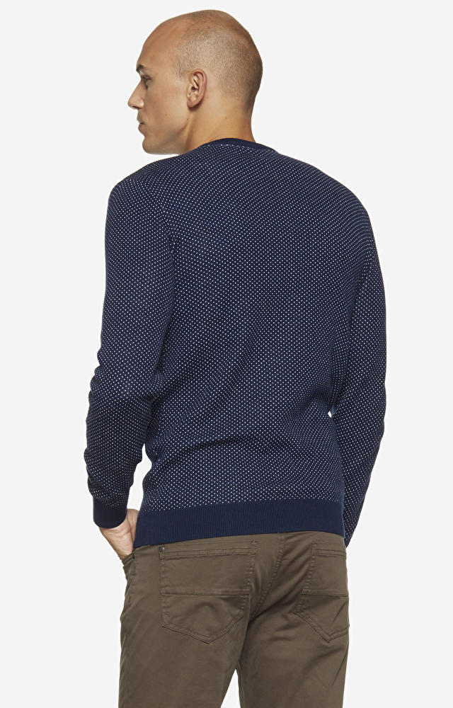 Lekki, bawełniany sweter typu round-neck z delikatnym wzorem