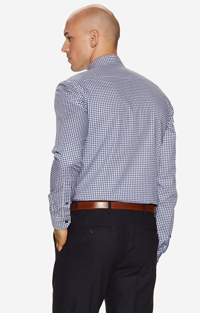 Swobodna koszula w kratę z kieszonką, klasyczny kołnierz - 2