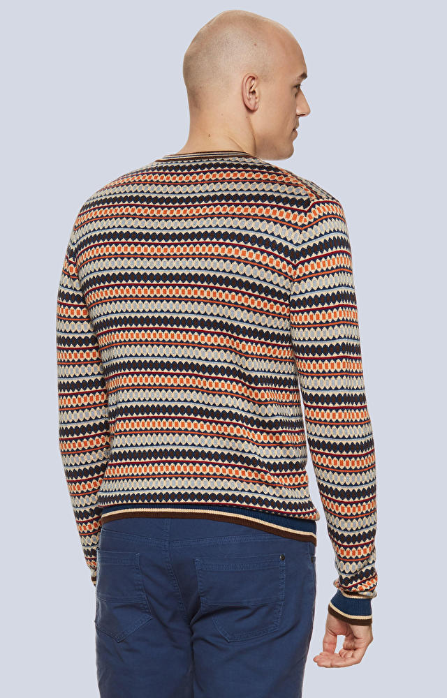 Miękki sweter w wielokolorowy wzór