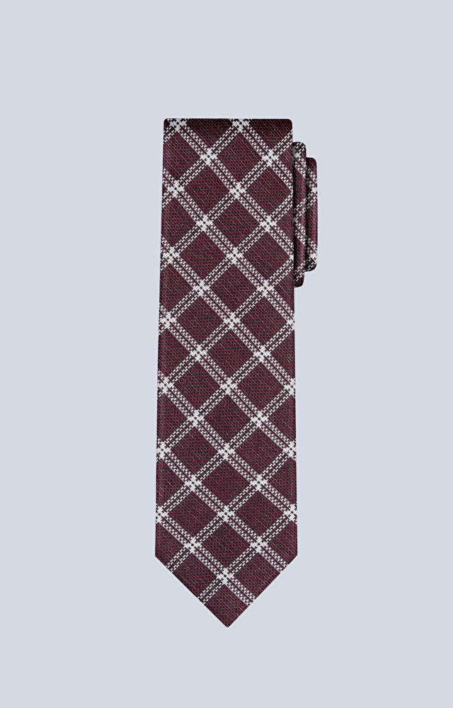Bawełniany krawat w kratę z dodatkiem jedwabiu