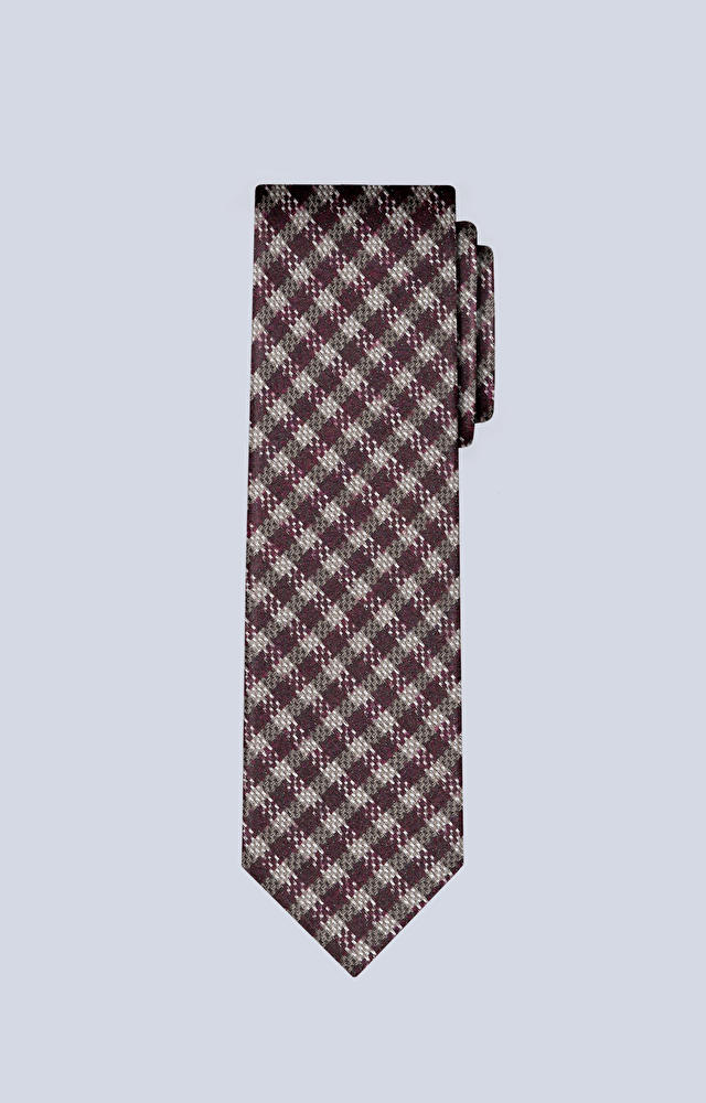 Krawat w kratę z wełny i jedwabiu