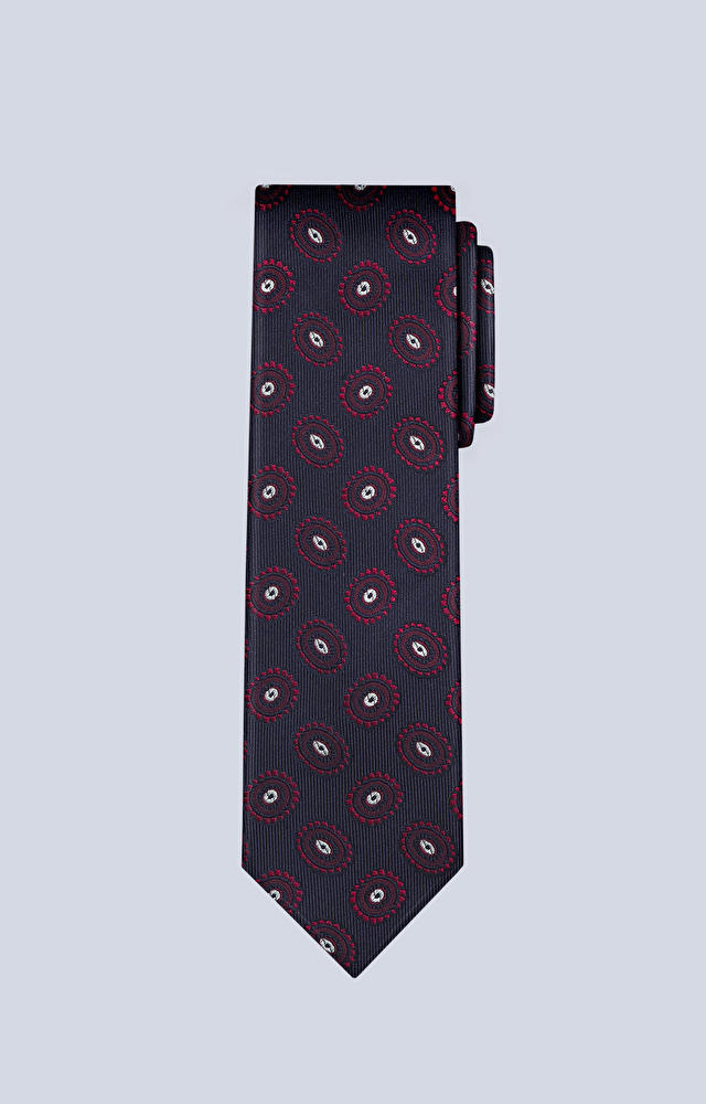 Jedwabny krawat w czerwony wzór