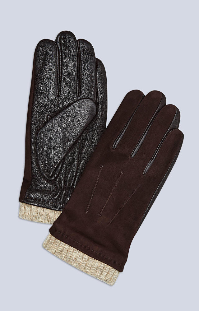 Skórzane rękawiczki z wełną