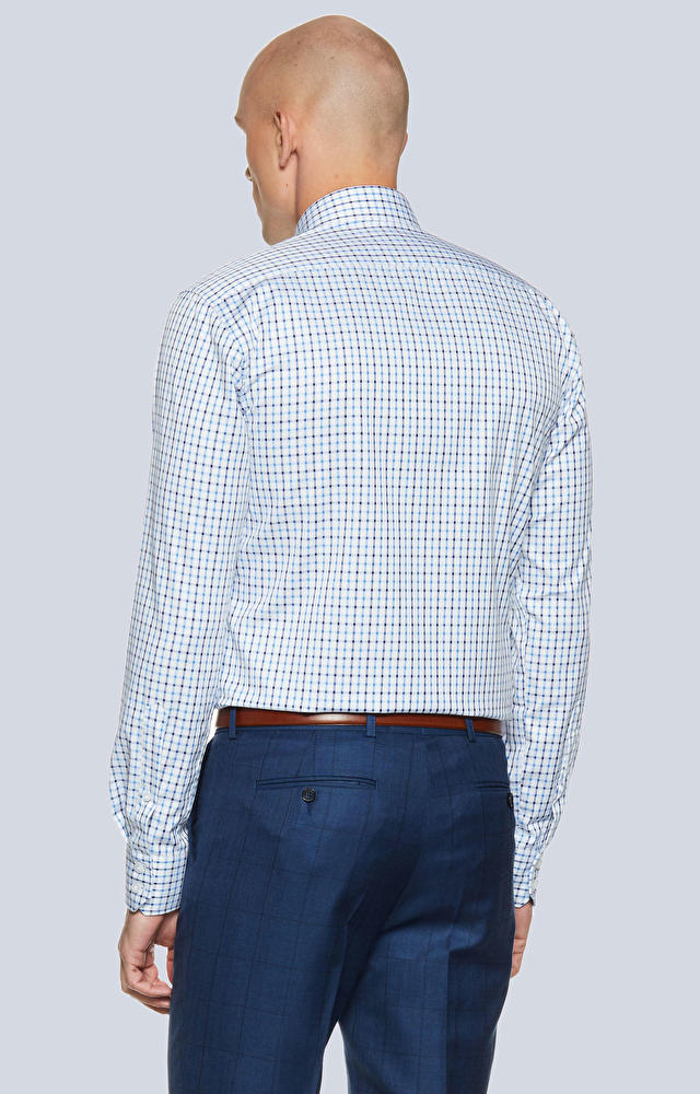 Koszula w kratę z włoskim kołnierzem - 2