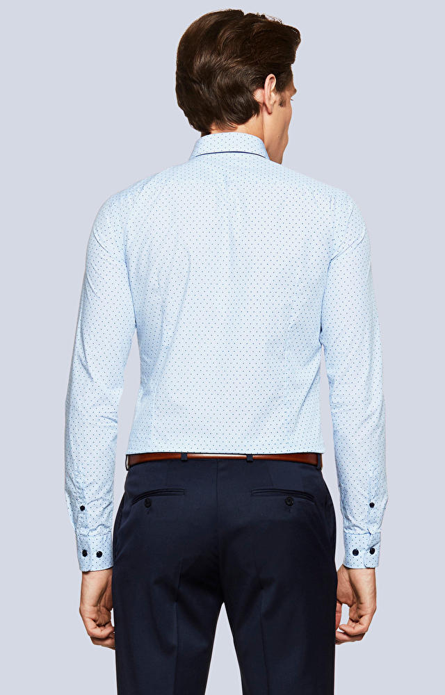 Dopasowana koszula w kropki z kołnierzem typu kryte button-down - 2