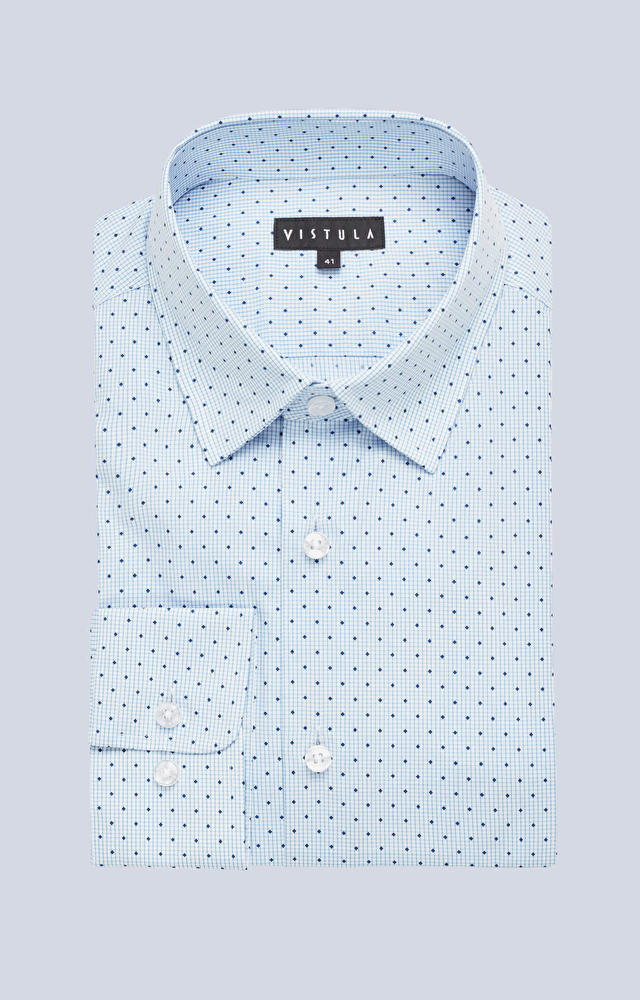 Dopasowana koszula w kropki z kołnierzem typu kryte button-down - 3