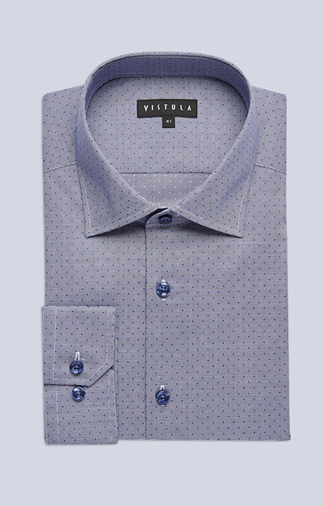 Koszula w mikrowzór z włoskim kołnierzem - 3