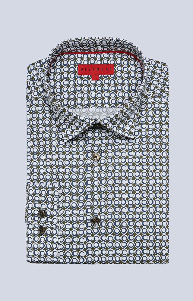 Dopasowana koszula w print z kołnierzem kryte button-down