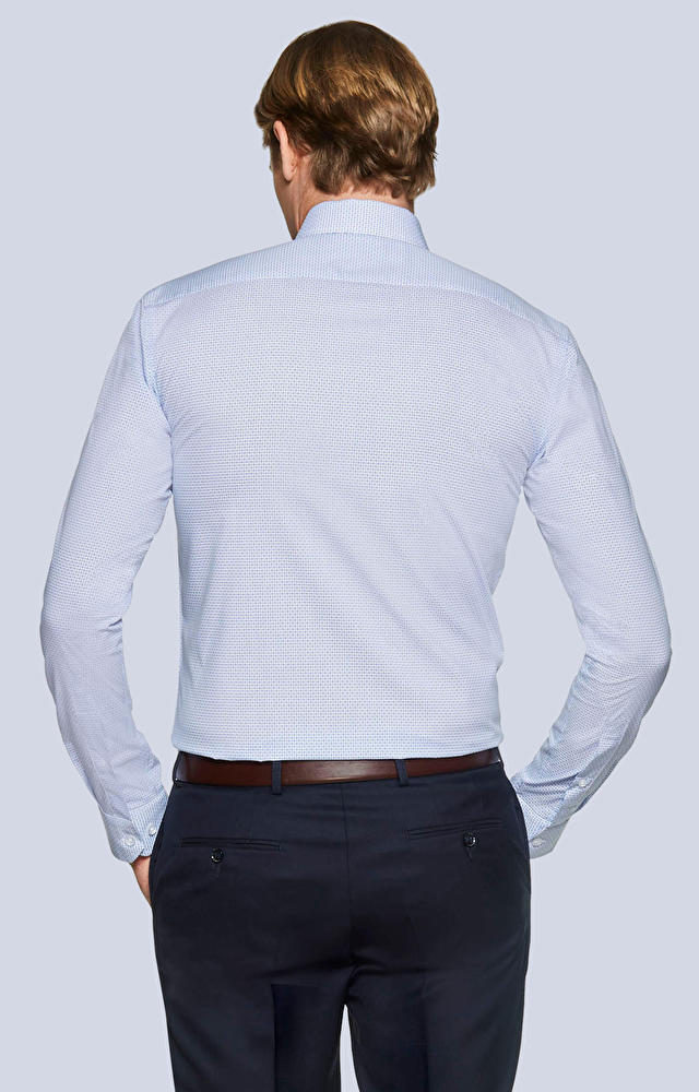 Koszula w drobną kratę z włoskim kołnierzem - 2