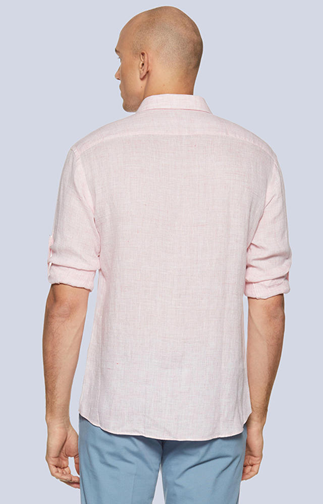 Koszula z lnu z kołnierzem kryte button-down - 3