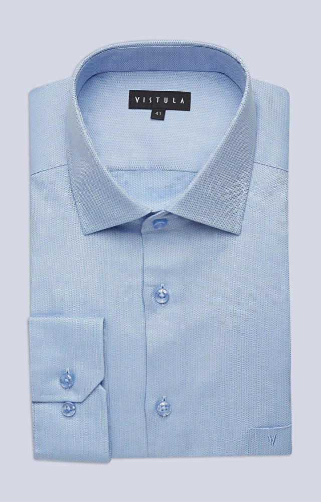 Swobodna koszula w strukturalny wzór z półwłoskim kołnierzem - 3