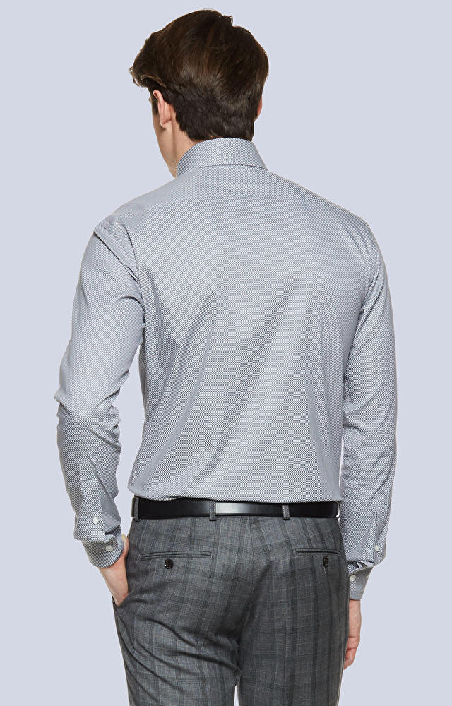 Koszula w mikrowzór z półwłoskim kołnierzem - 2