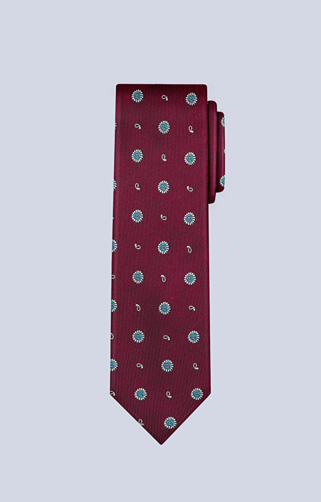 Jedwabny krawat w kwiatowy wzór