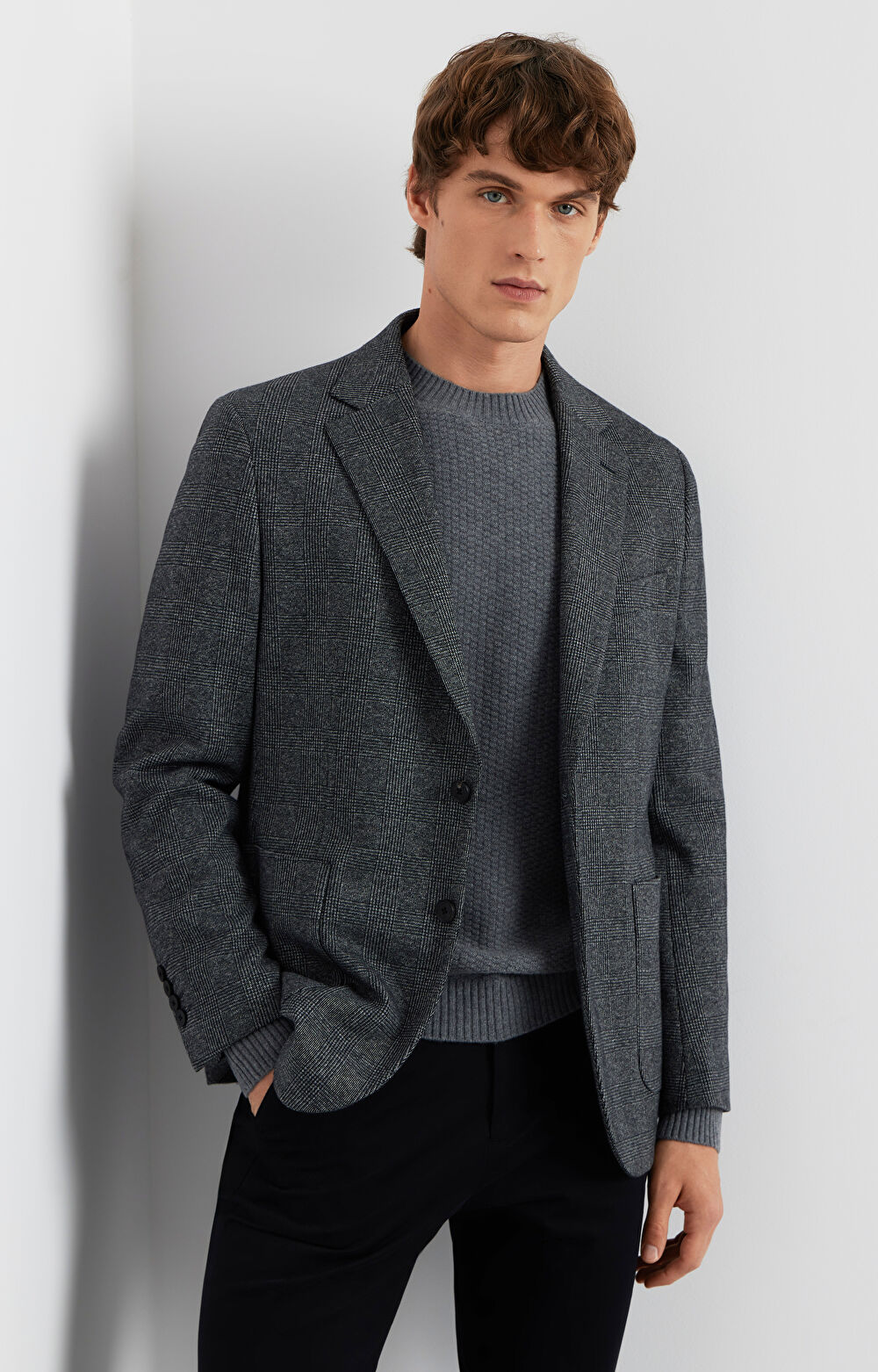 Marynarka slim fit w kratę - 6