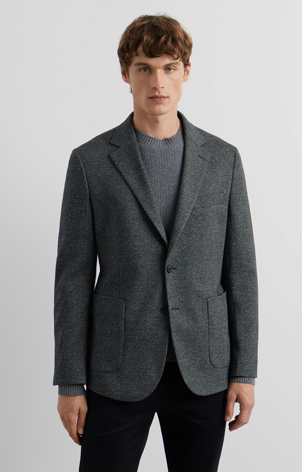 Marynarka slim fit w kratę - 2