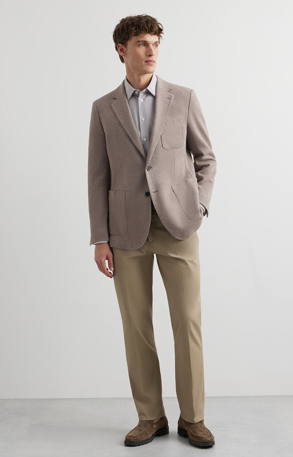 Marynarka slim z melanżowej dzianiny - 3