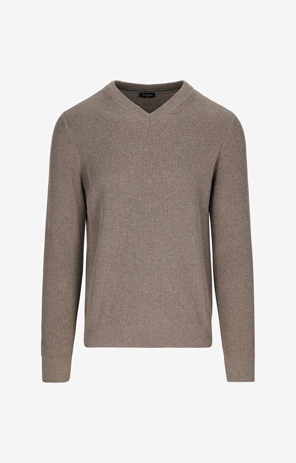 Sweter v-neck w mikrowzór - 2