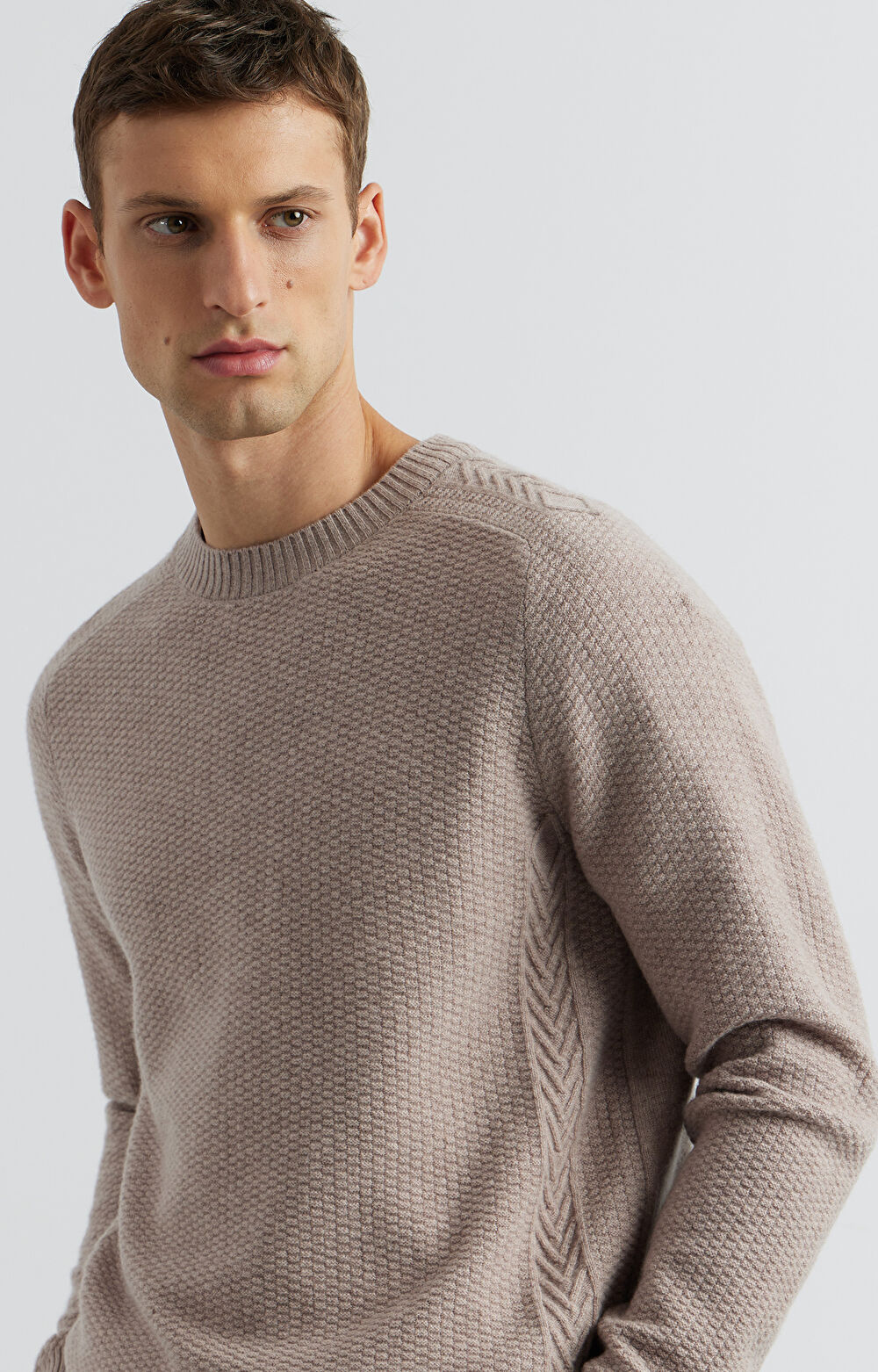 Sweter round neck w mikrowzór - 5