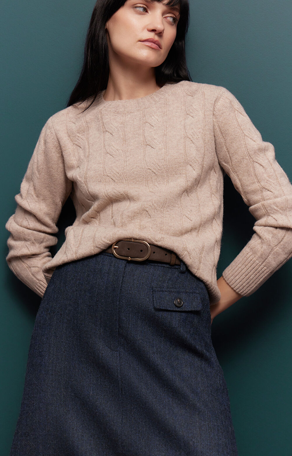 Wełniany sweter round neck - 12