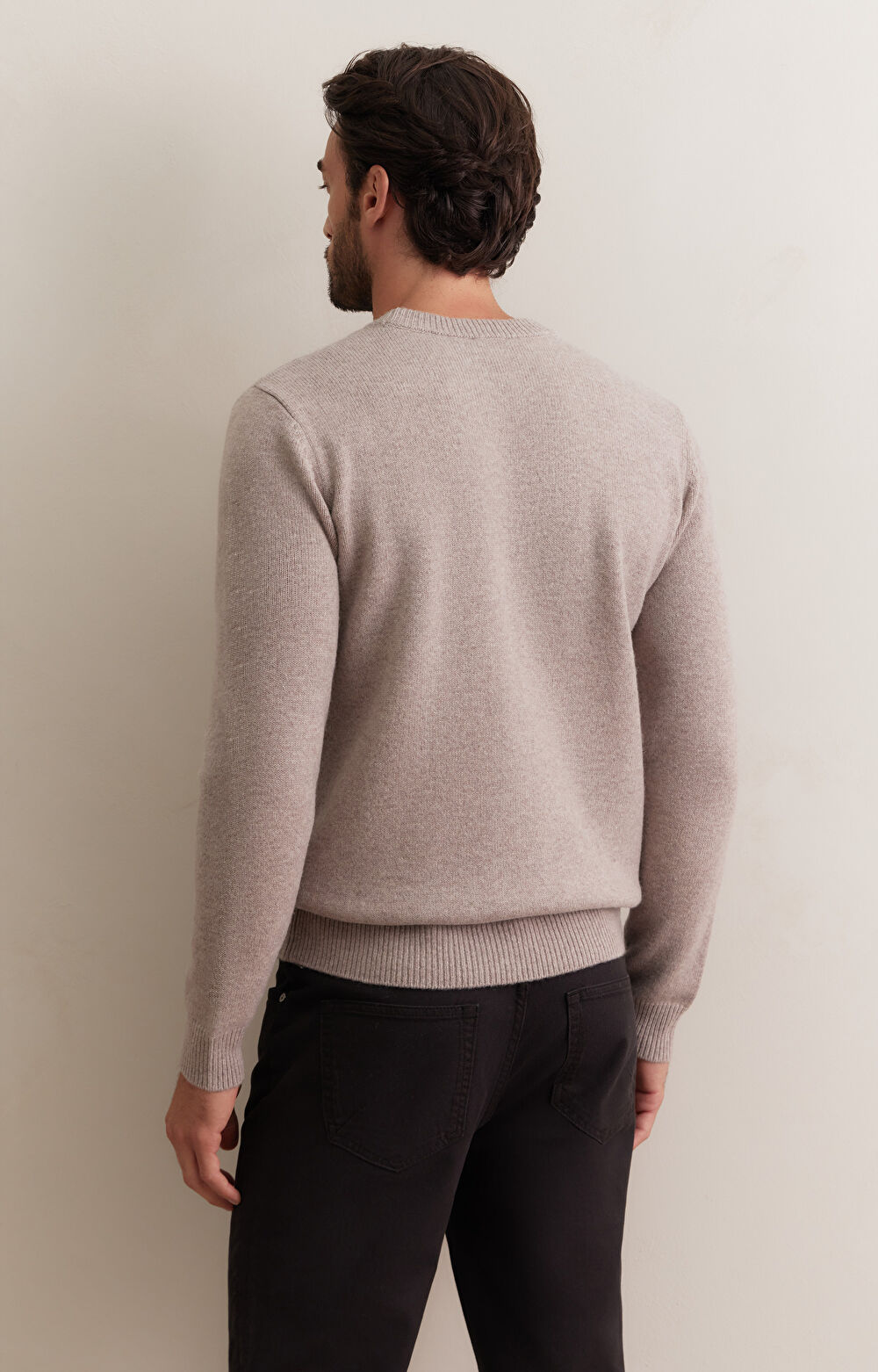 Beżowy sweter z wełny merino - 3