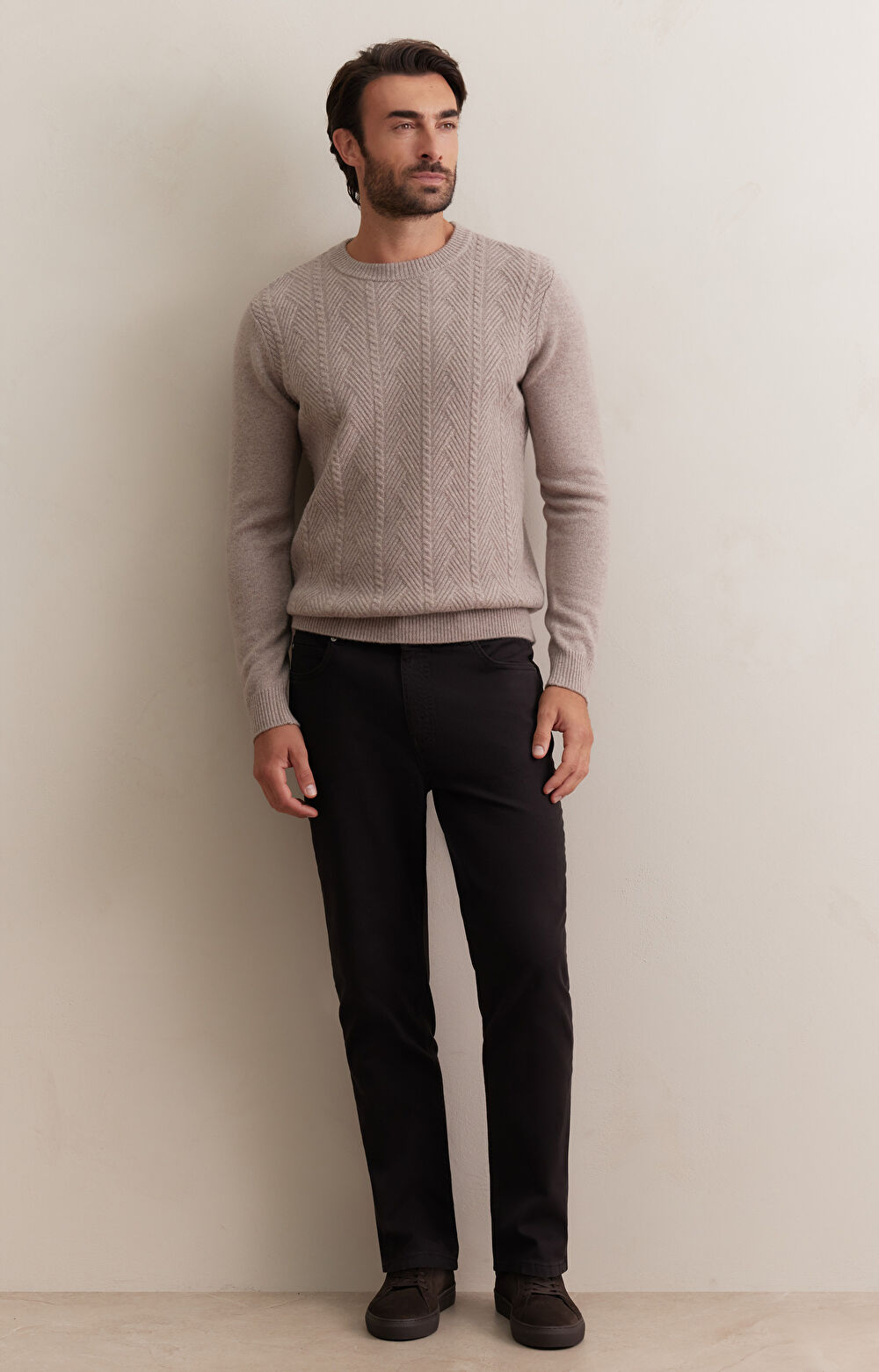Beżowy sweter z wełny merino - 4