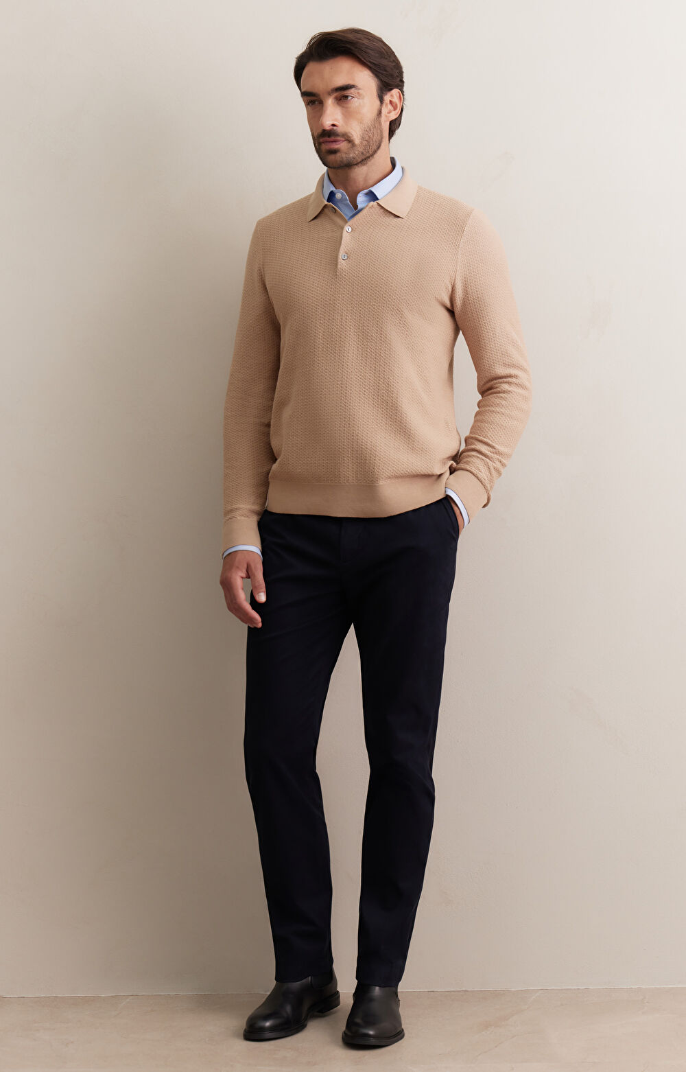 Bawełniany sweter polo - 4