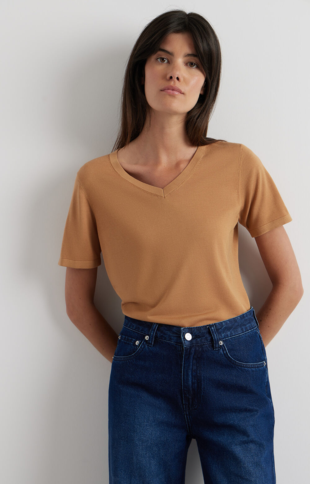 Swetrowy t-shirt v-neck - 5